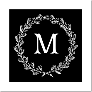 Beautiful Letter M Alphabet Initial Monogram Wreath Posters and Art